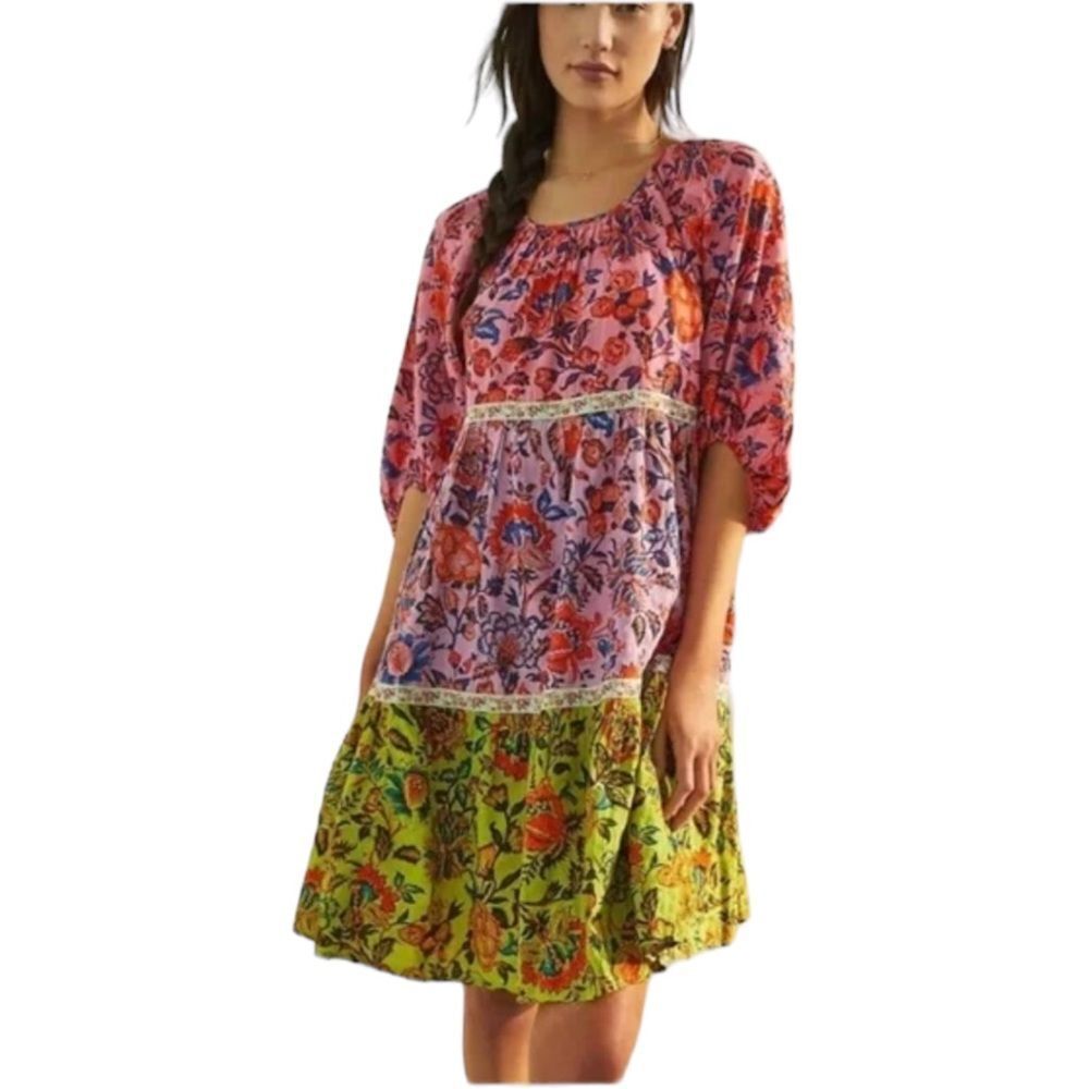 Anthropologie Mabel Mini Dress Size Small $198 Flowy long sleeve rainbow medium - Picture 4 of 11